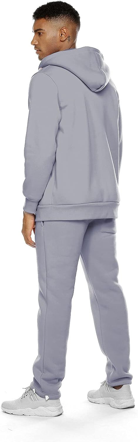 2 Piece Casual Sweat Jogging Suit Set Athletic Full Zip Hoodies