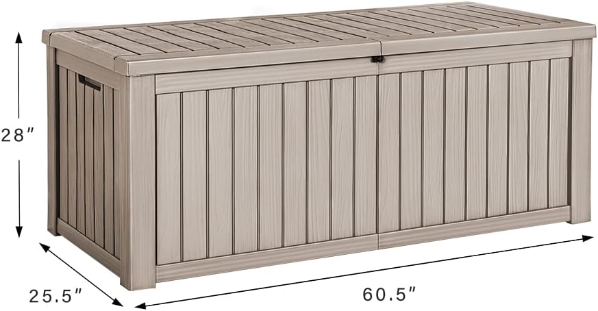100 Gallon Large Resin Deck Box Waterproof Lockable Outdoor Storage Black