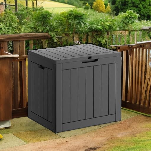 100 Gallon Resin Deck Box Lockable Waterproof Outdoor Storage Black