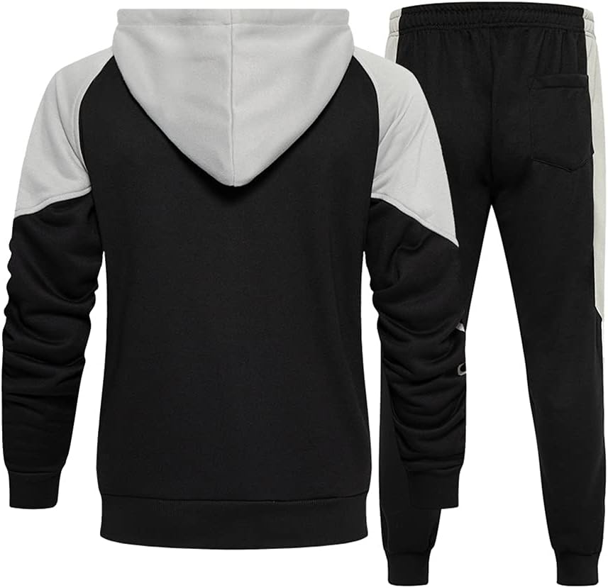 Full-Zip Jogging Sweatpants 2 Piece Patchwork Sportsuits