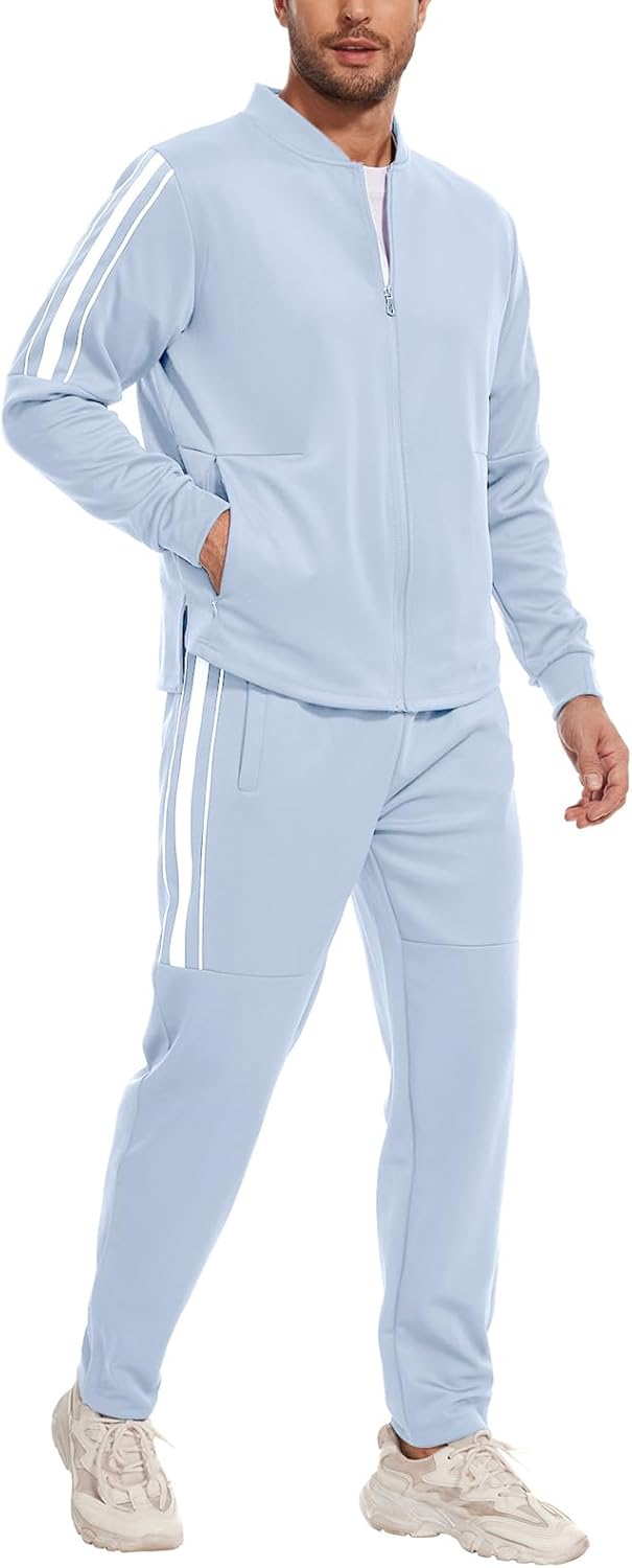 2 Piece Casual Sweat Jogging Suit Set Athletic Full Zip Hoodies