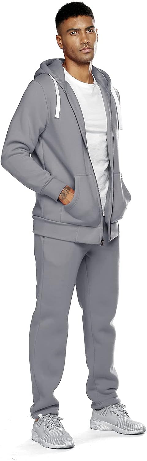 2 Piece Casual Sweat Jogging Suit Set Athletic Full Zip Hoodies
