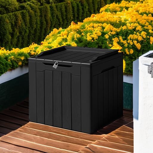 100 Gallon Large Resin Deck Box Waterproof Lockable Outdoor Storage Black