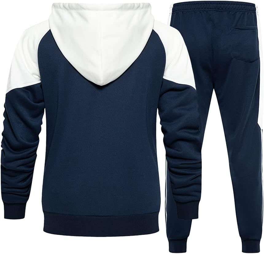 Full-Zip Jogging Sweatpants 2 Piece Patchwork Sportsuits