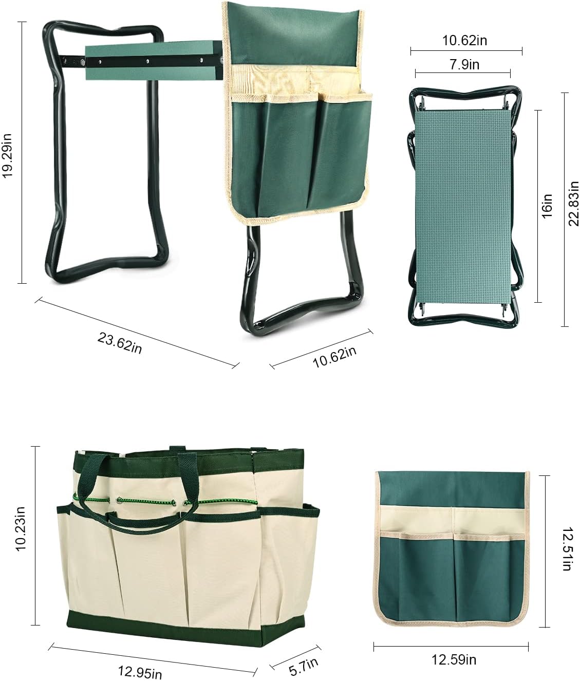 Upgraded Foldable Garden Kneeler and Seat with Soft Pad and Tool Pouches
