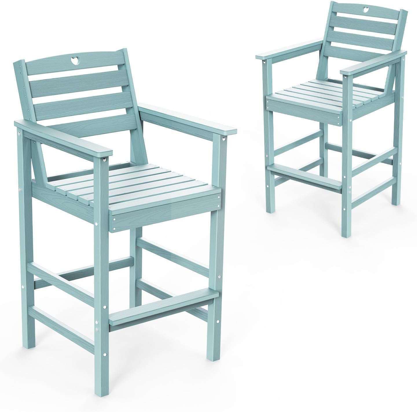 3 Piece Bar Height Patio Table and Chairs Set Weather Resistant HDPE Navy