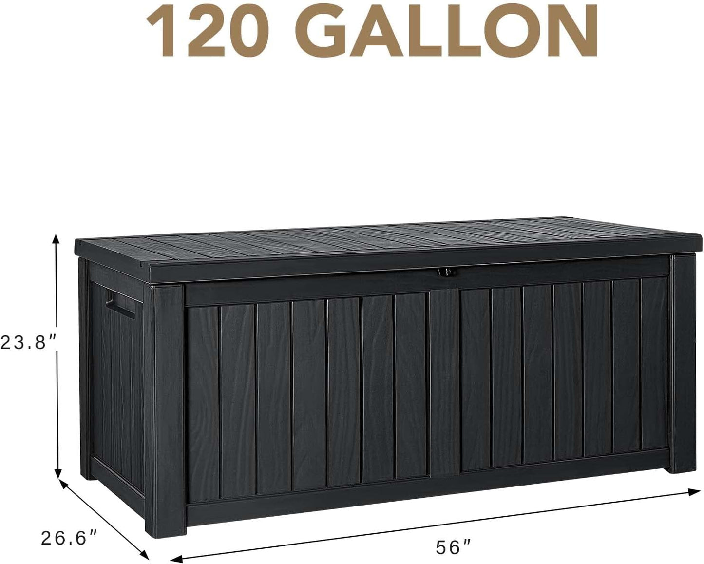 100 Gallon Large Resin Deck Box Waterproof Lockable Outdoor Storage Black