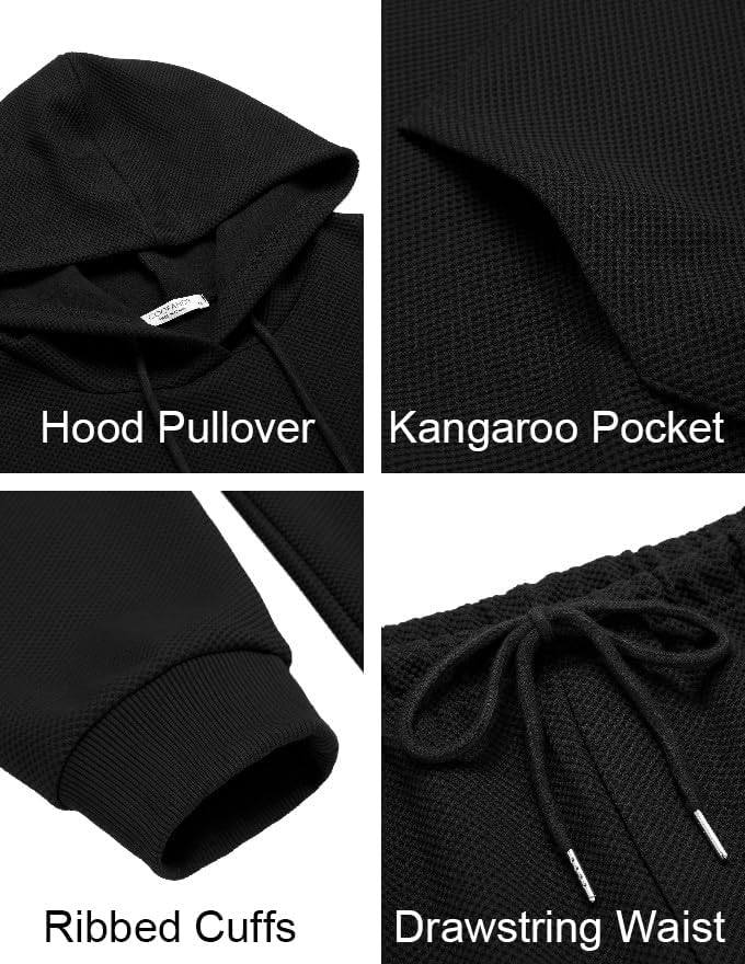 Men's Tracksuits 2 Pieces Waffle Hoodies Jogging Suit Set