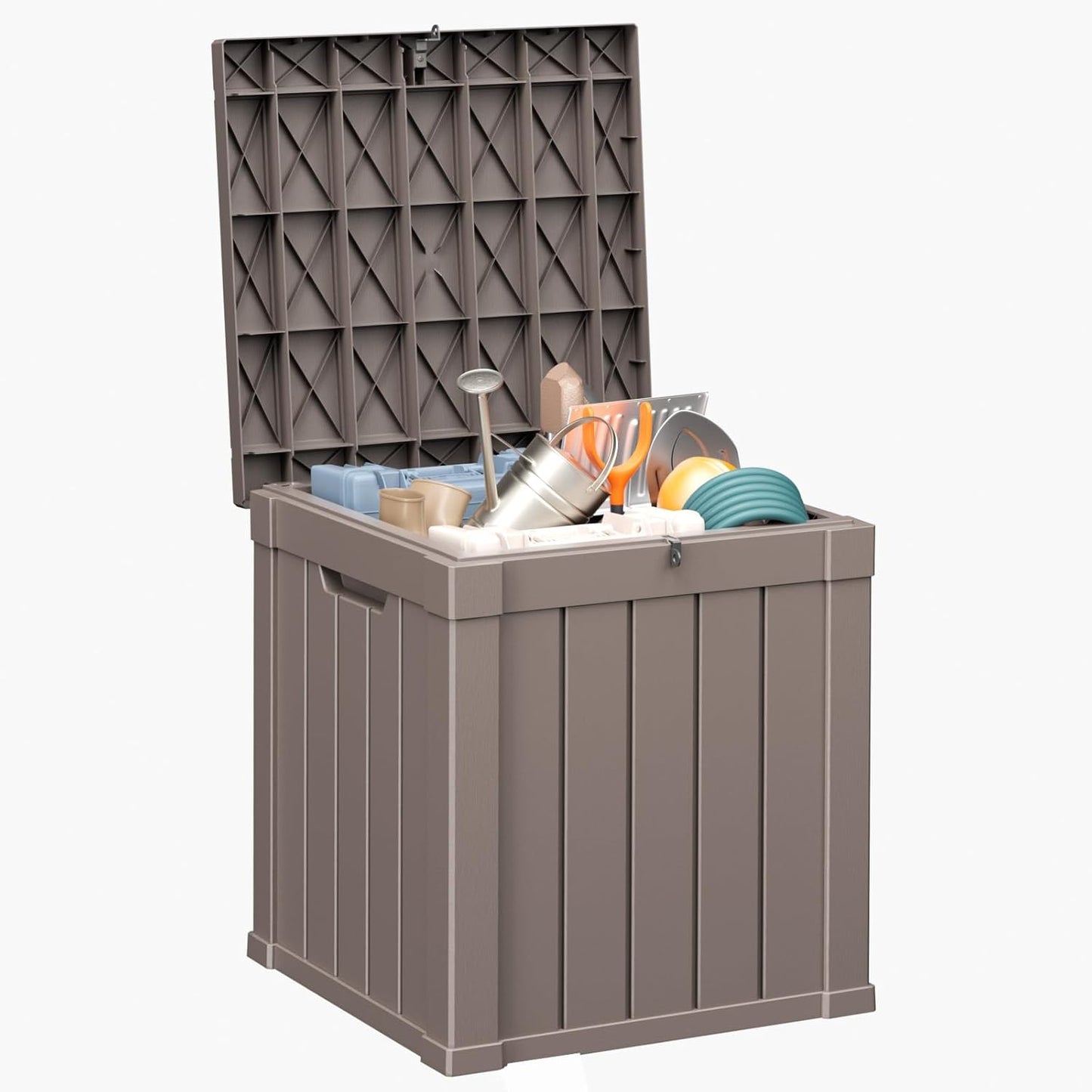 100 Gallon Resin Deck Box Lockable Waterproof Outdoor Storage Black