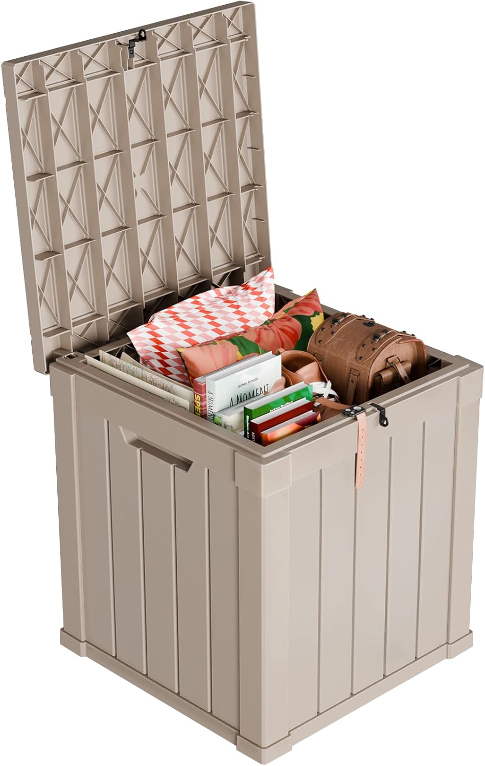100 Gallon Resin Deck Box Lockable Waterproof Outdoor Storage Black