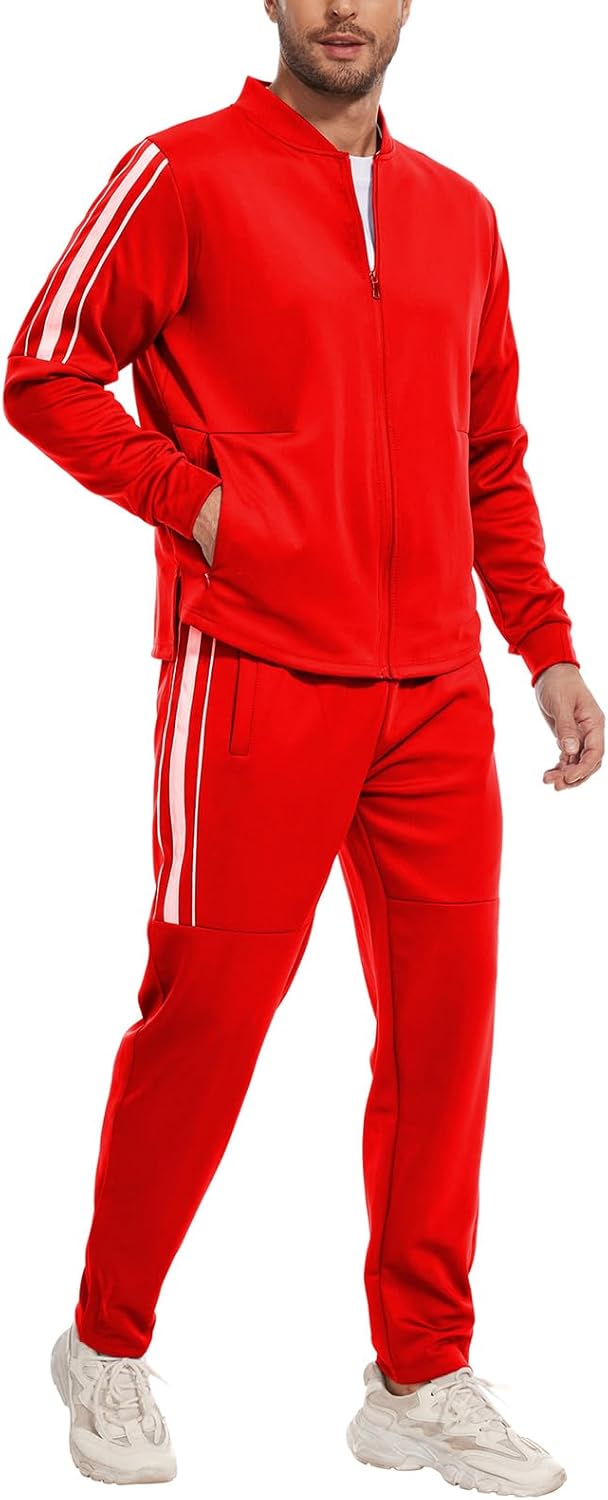2 Piece Casual Sweat Jogging Suit Set Athletic Full Zip Hoodies