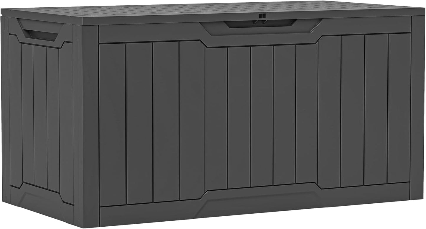100 Gallon Resin Deck Box Weather Resistant Lockable Outdoor Storage Taupe
