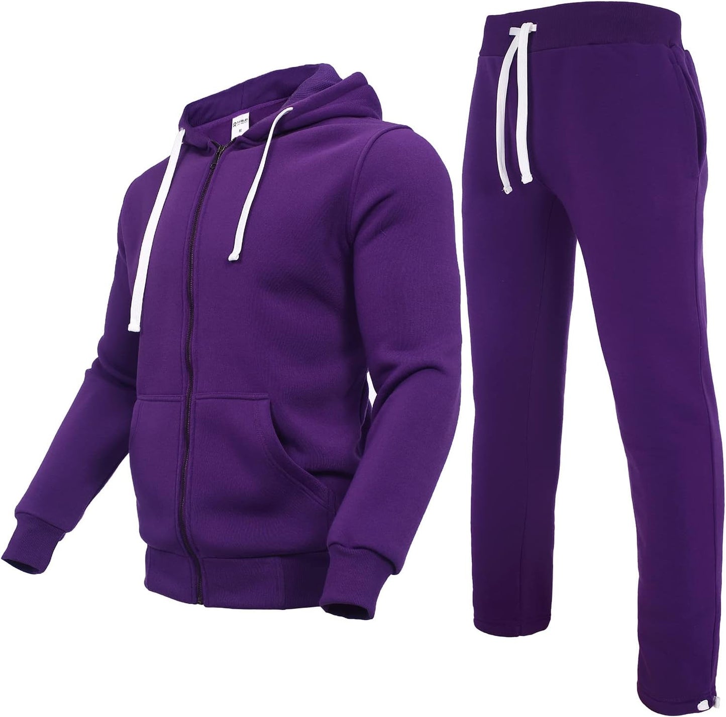 2 Piece Casual Sweat Jogging Suit Set Athletic Full Zip Hoodies