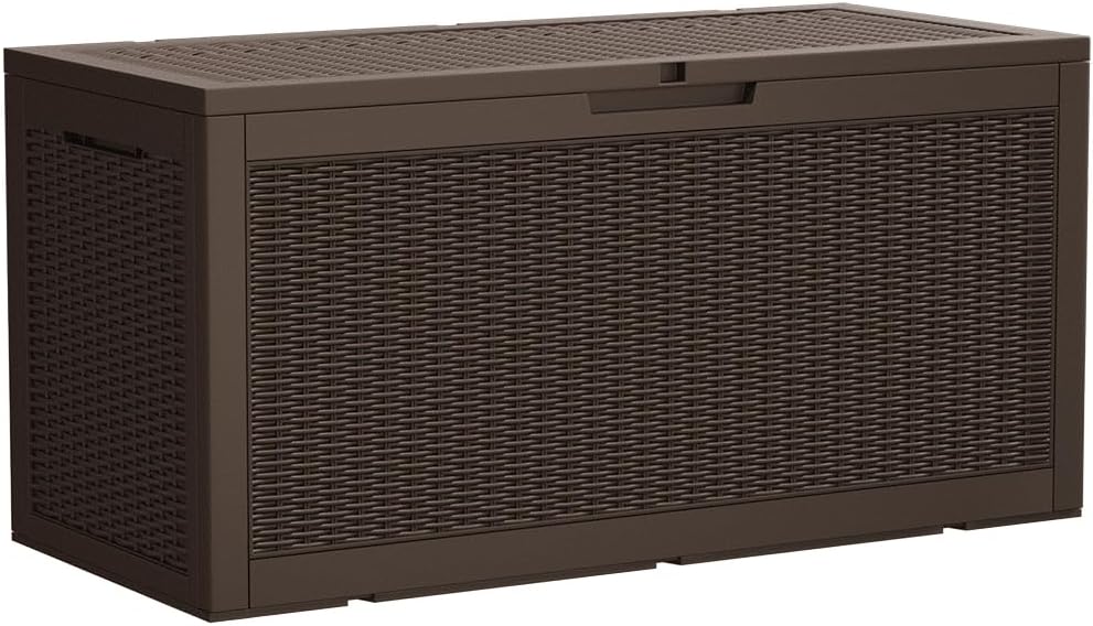 100 Gallon Large Resin Deck Box Waterproof Lockable Outdoor Storage Black