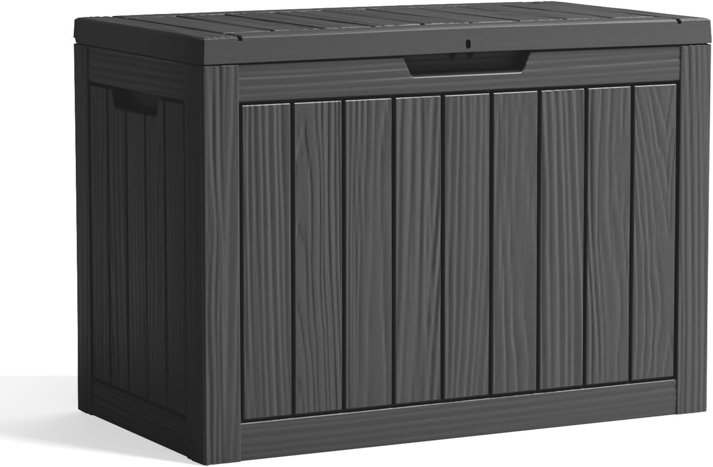 100 Gallon Resin Deck Box Lockable Waterproof Outdoor Storage Black