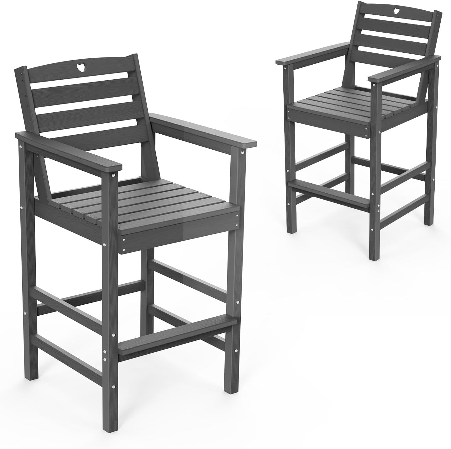 3 Piece Bar Height Patio Table and Chairs Set Weather Resistant HDPE Navy