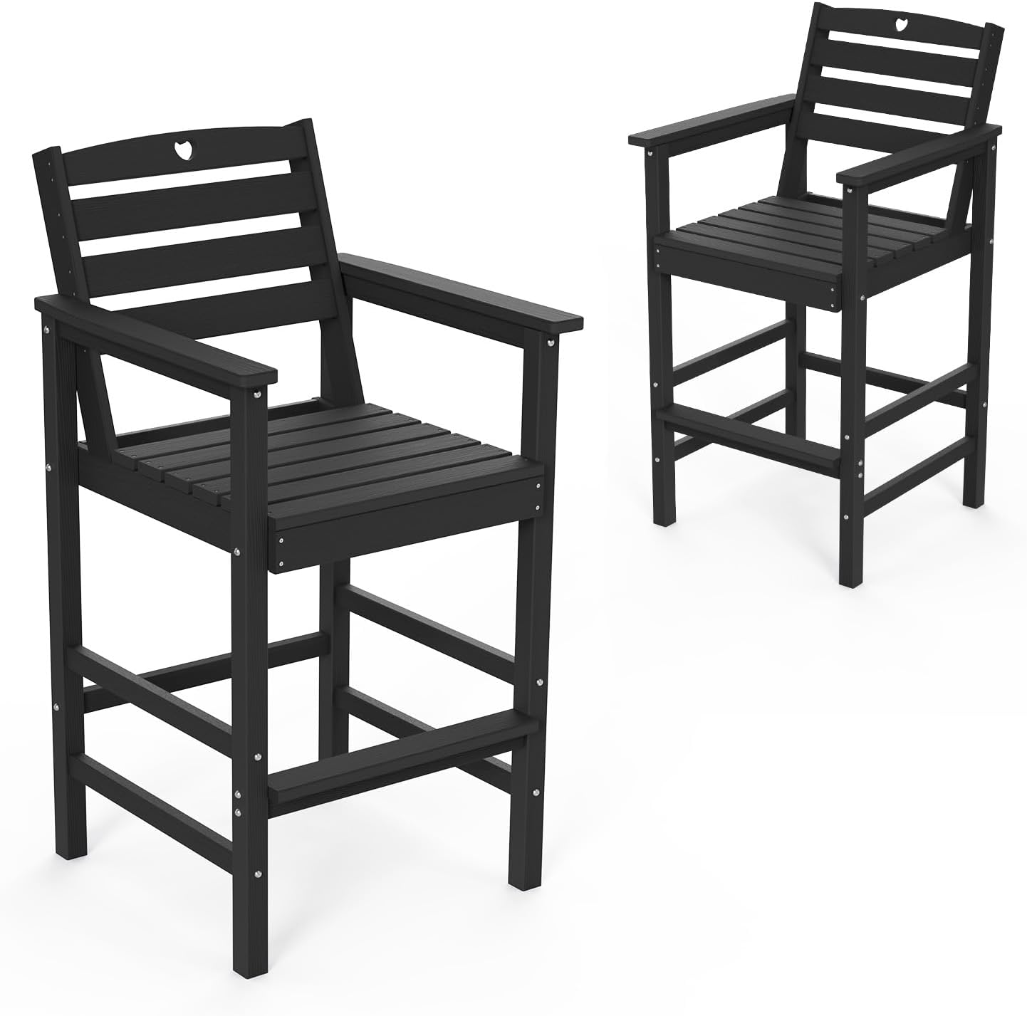 3 Piece Bar Height Patio Table and Chairs Set Weather Resistant HDPE Navy