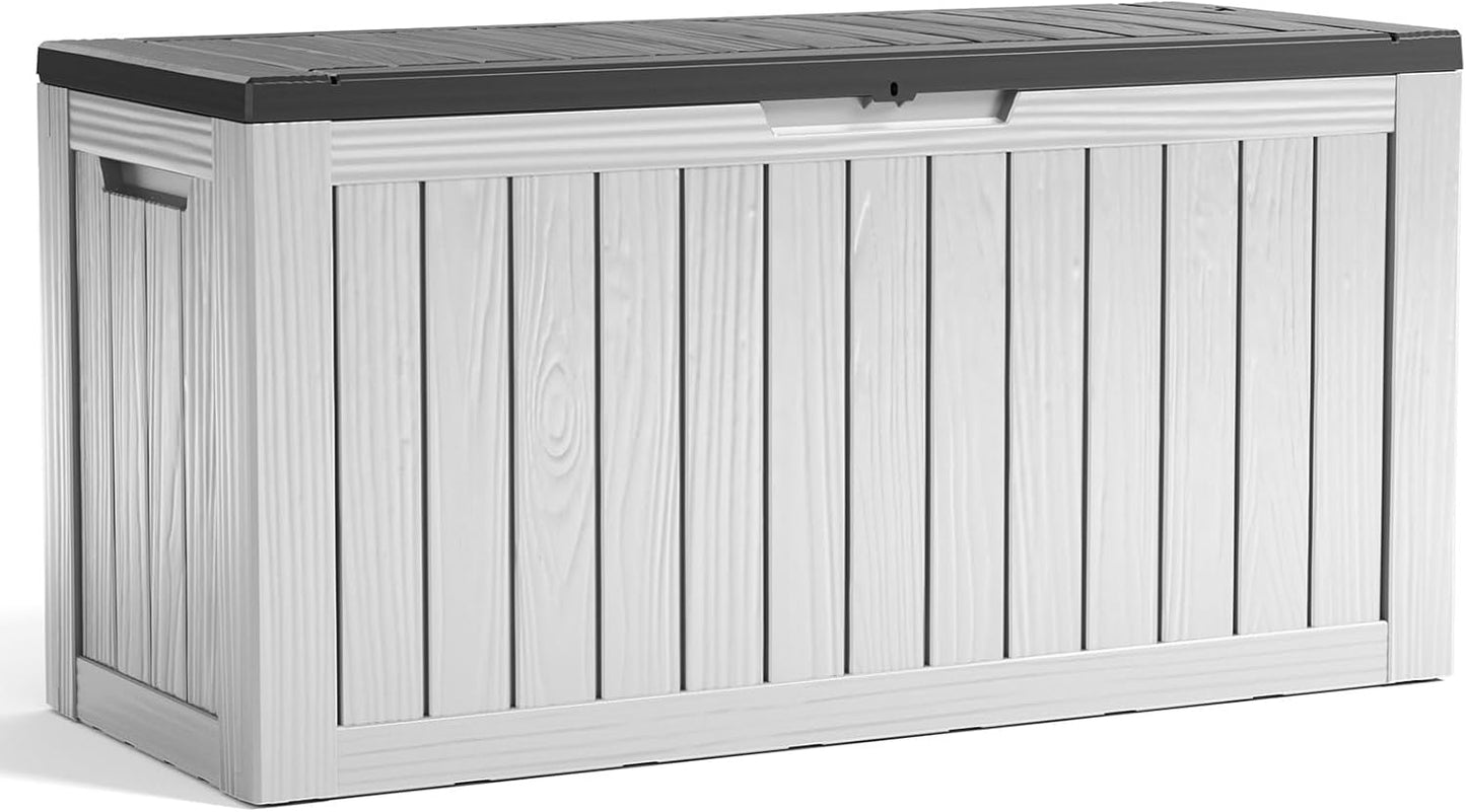 100 Gallon Resin Deck Box Lockable Waterproof Outdoor Storage Black