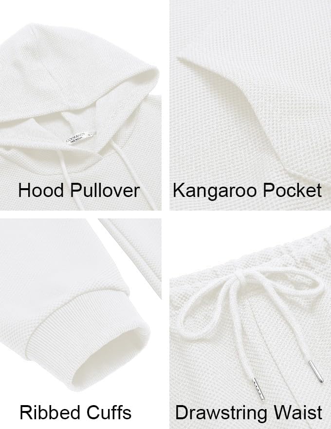 Men's Tracksuits 2 Pieces Waffle Hoodies Jogging Suit Set