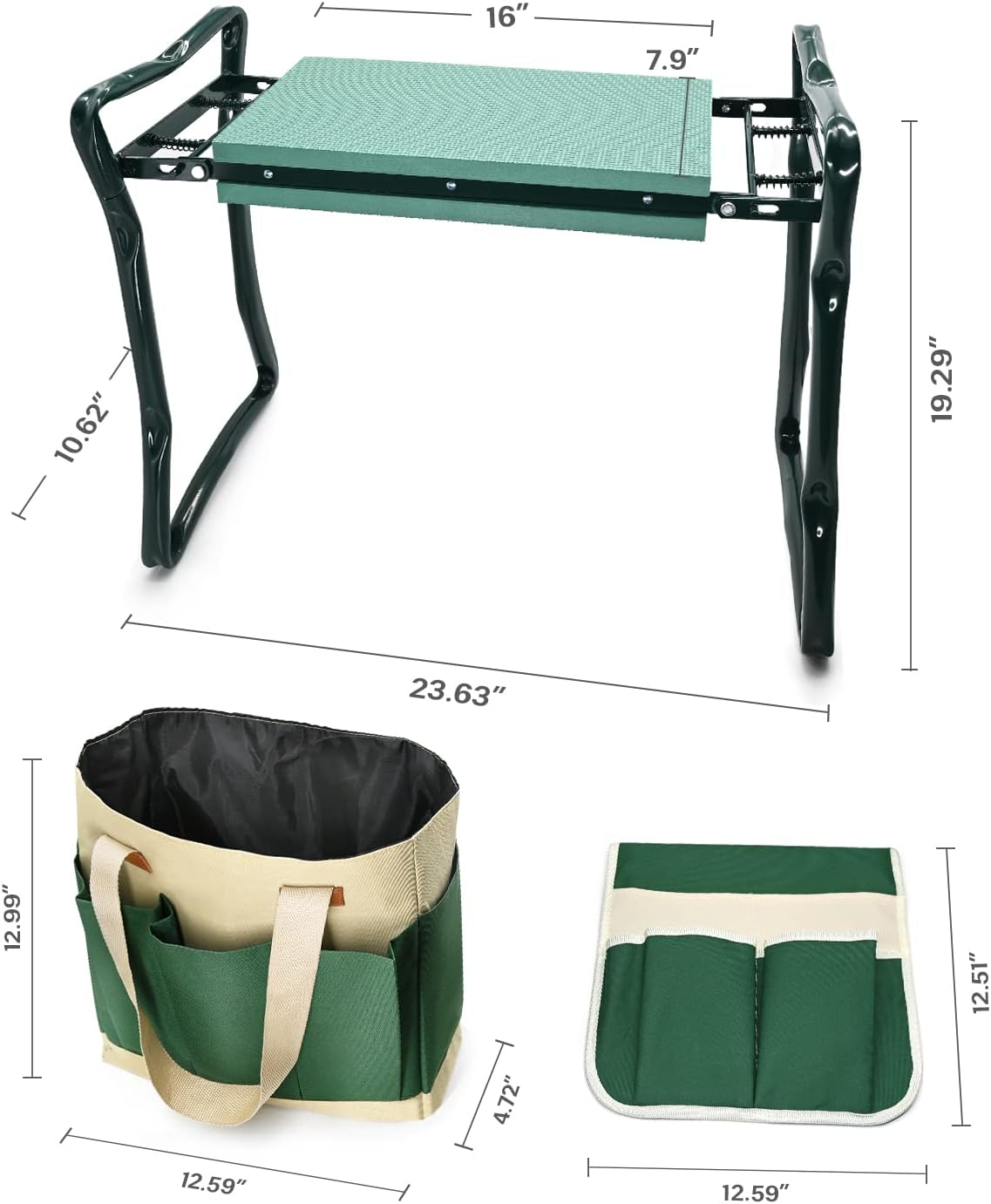 Upgraded Foldable Garden Kneeler and Seat with Soft Pad and Tool Pouches