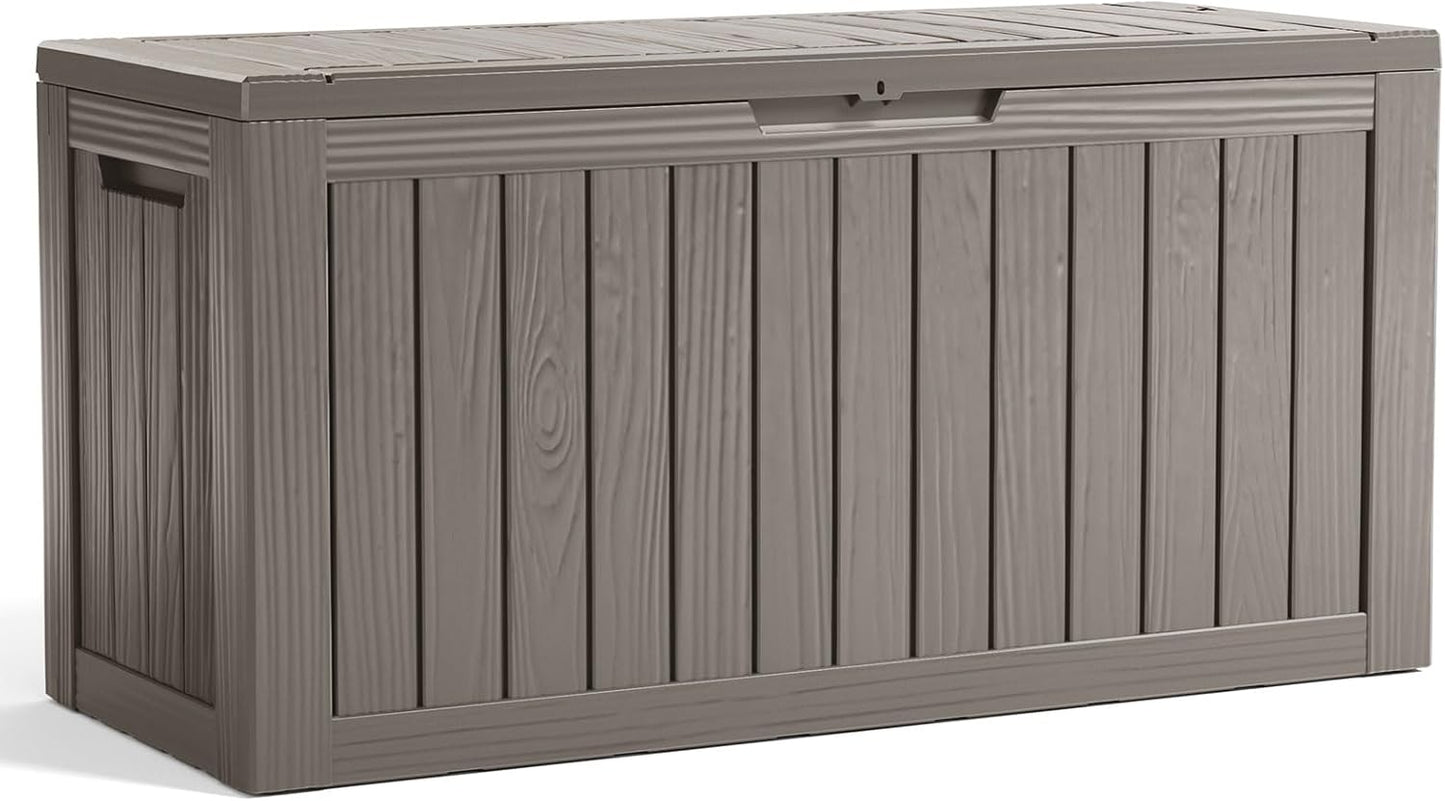 100 Gallon Resin Deck Box Lockable Waterproof Outdoor Storage Black