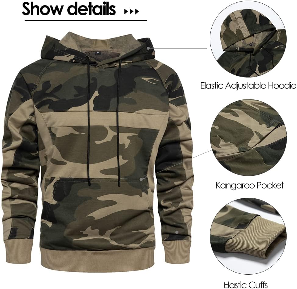 2 Piece Casual Tracksuits Camo Hoodie Jogging Sweatpants Suit