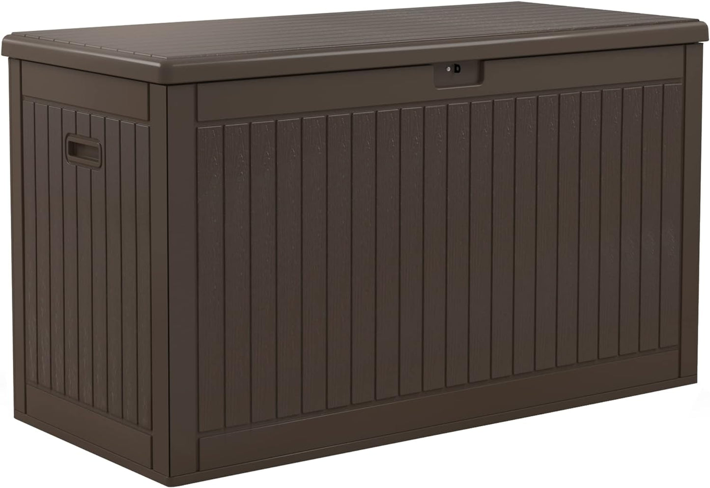 260 Gallon XXL Deck Box Outdoor Resin Lockable Water Resistant Storage Brown