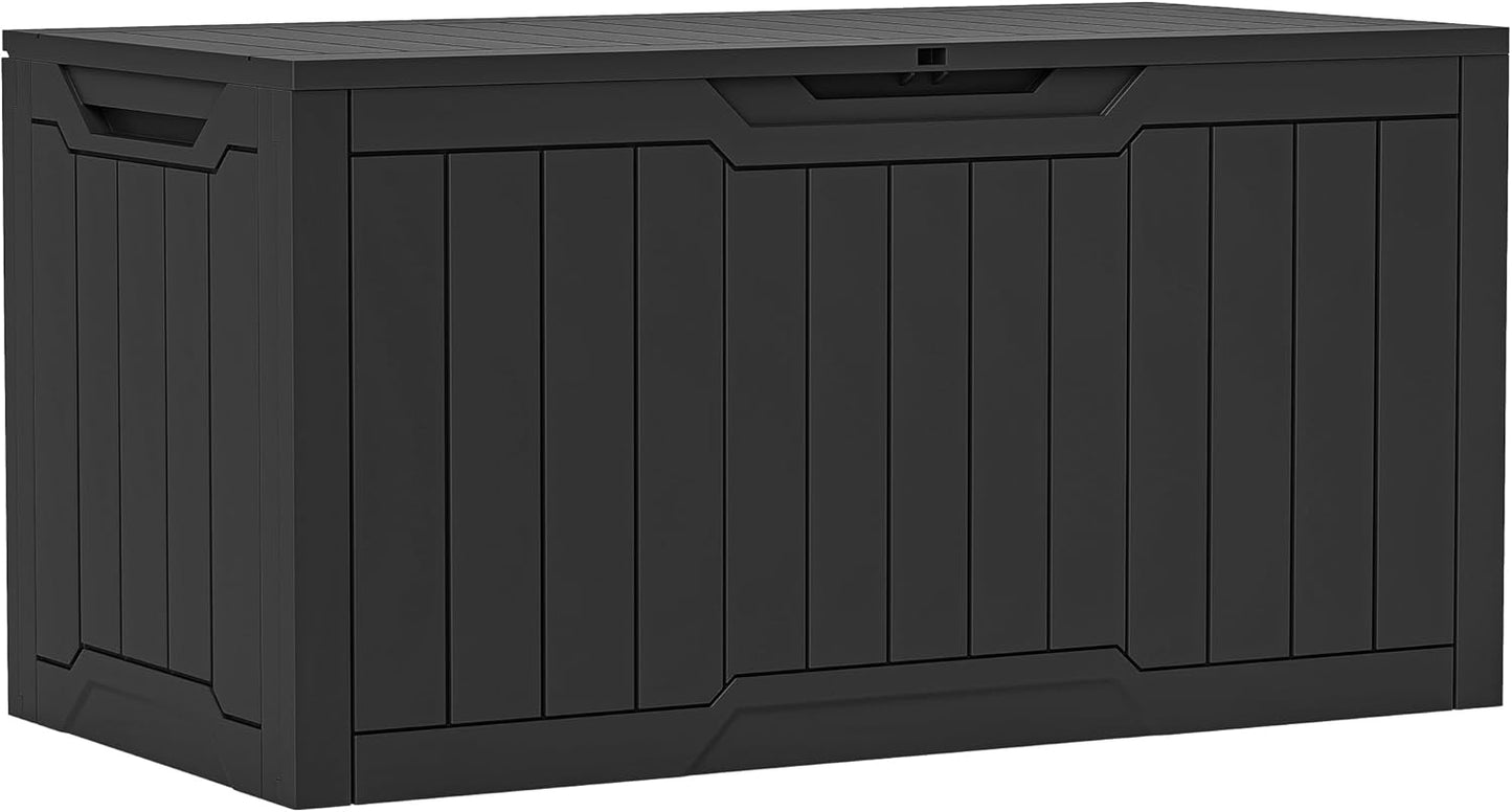 100 Gallon Resin Deck Box Weather Resistant Lockable Outdoor Storage Taupe