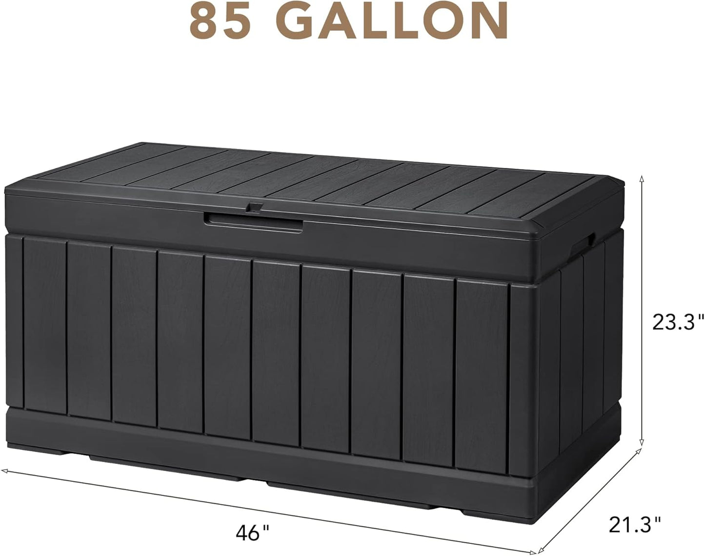 100 Gallon Large Resin Deck Box Waterproof Lockable Outdoor Storage Black