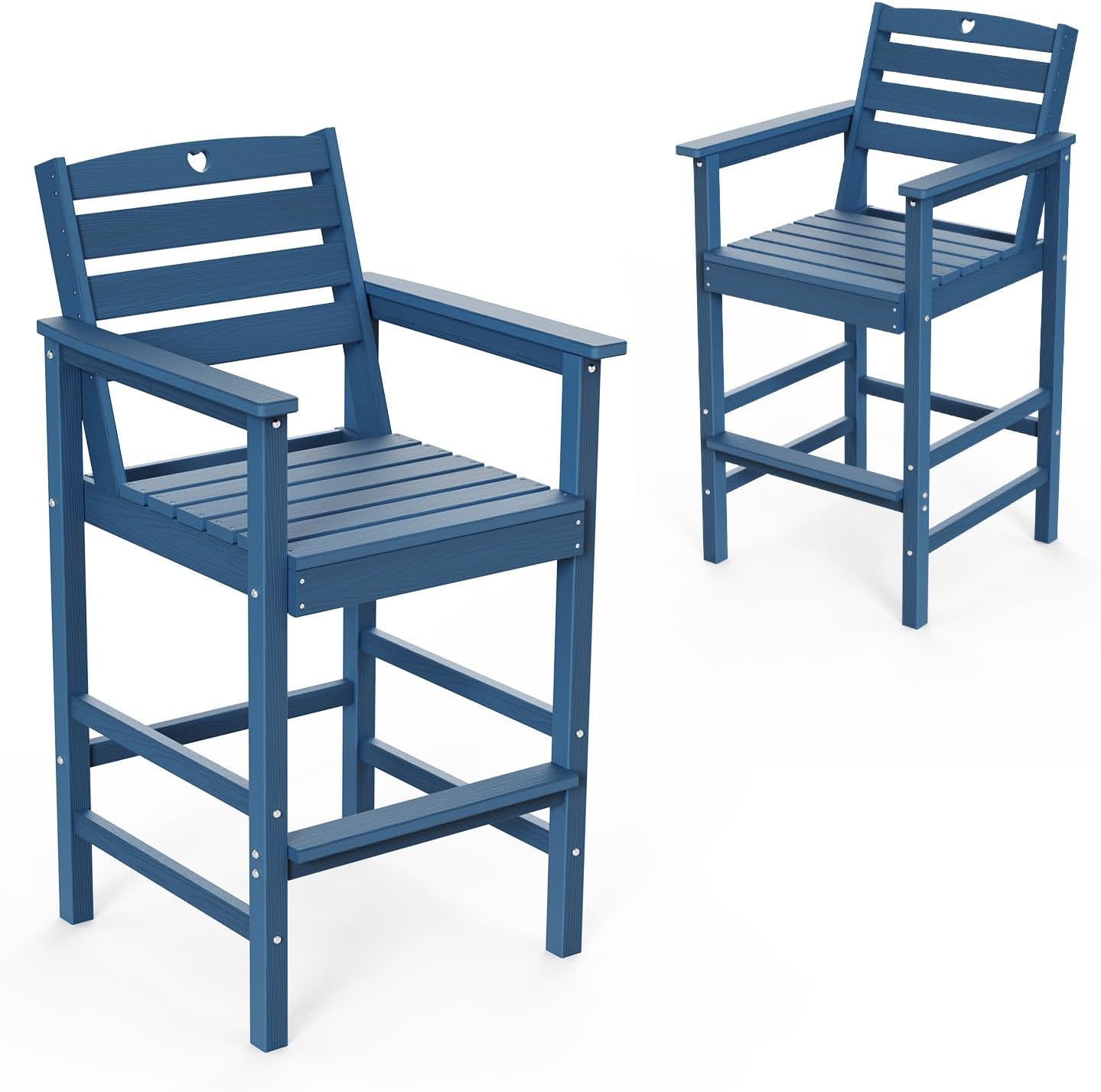 3 Piece Bar Height Patio Table and Chairs Set Weather Resistant HDPE Navy