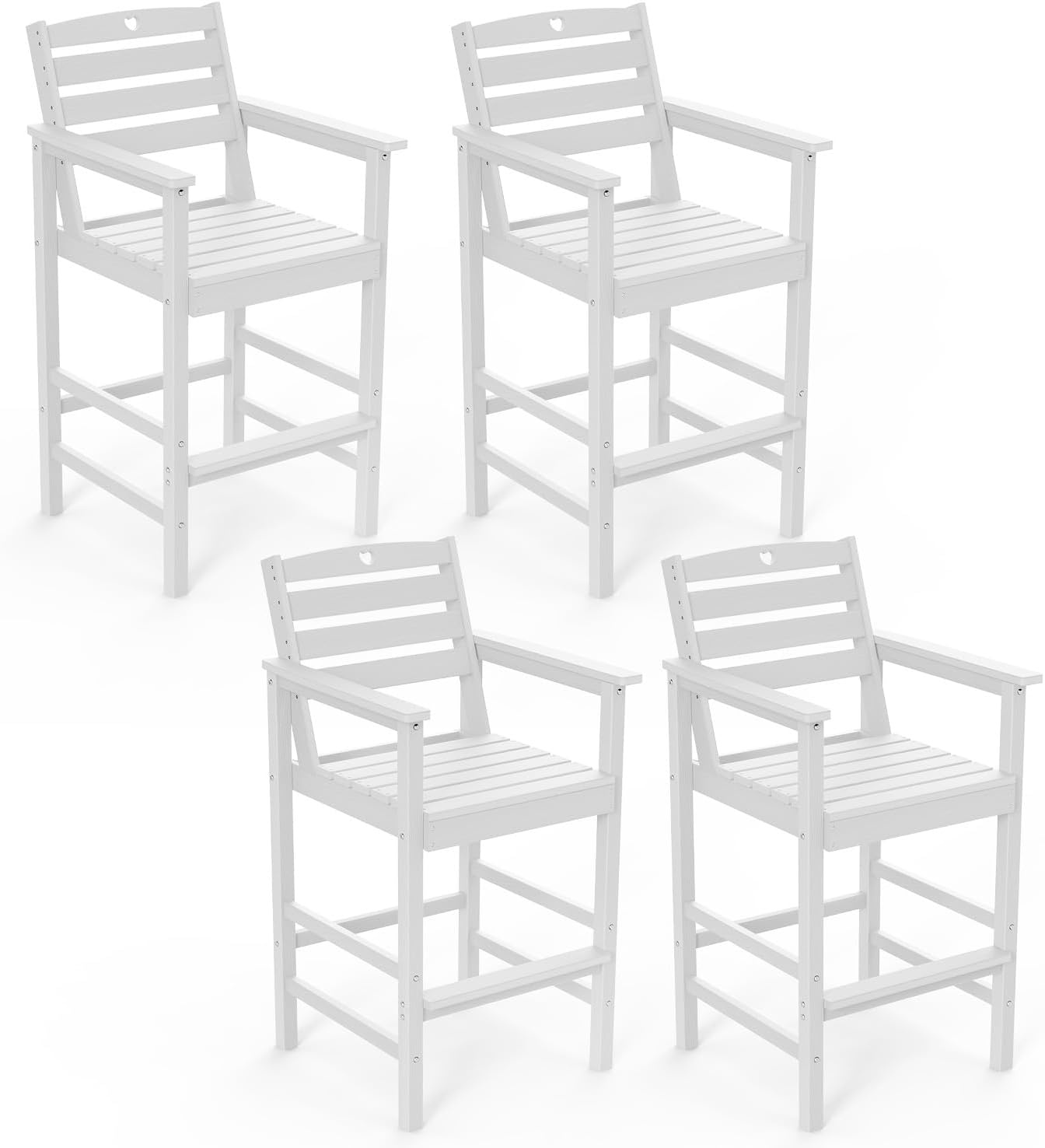 3 Piece Bar Height Patio Table and Chairs Set Weather Resistant HDPE Navy