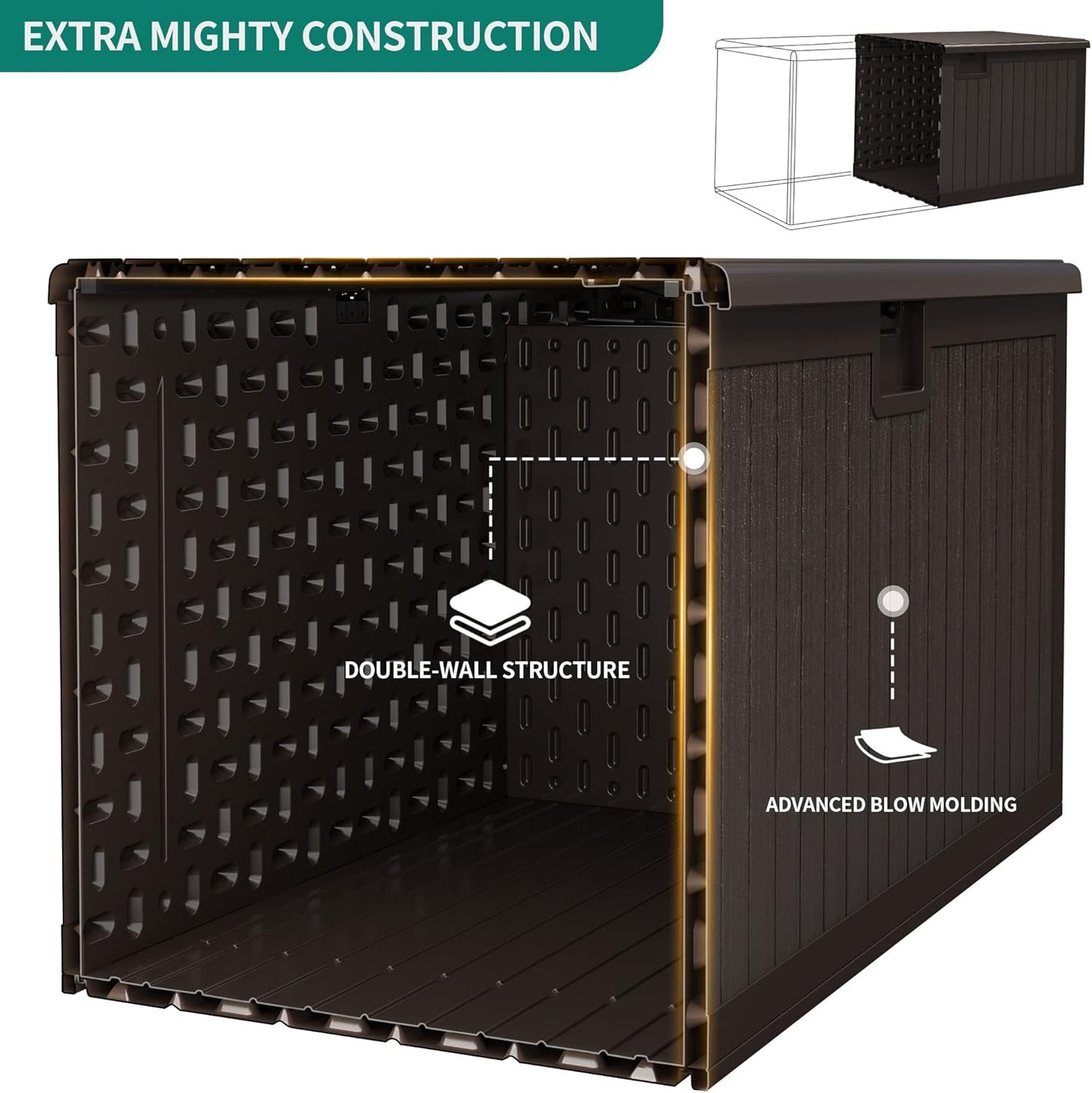 100 Gallon Resin Deck Box Weather Resistant Lockable Outdoor Storage Taupe