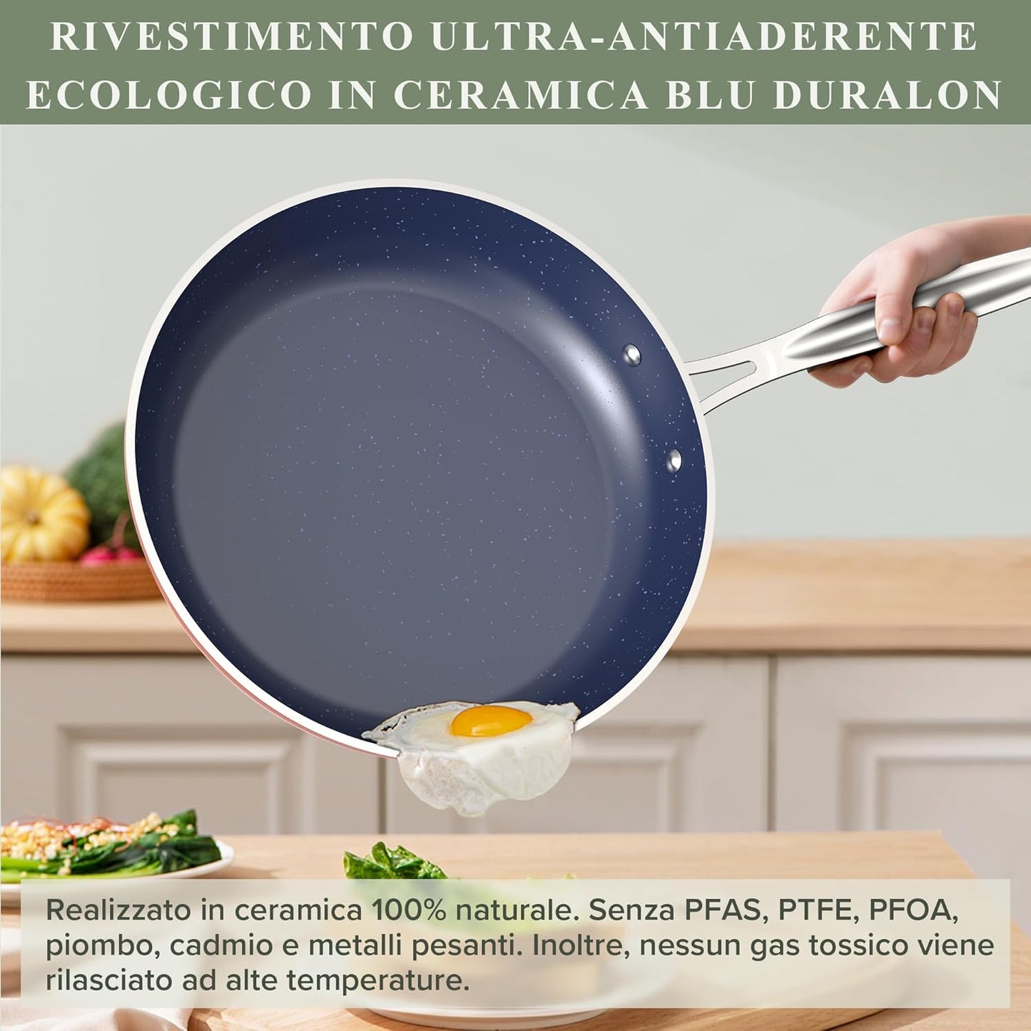 Duralon Blue Ceramic Nonstick Cookware Set Diamond Infused PFAS Free