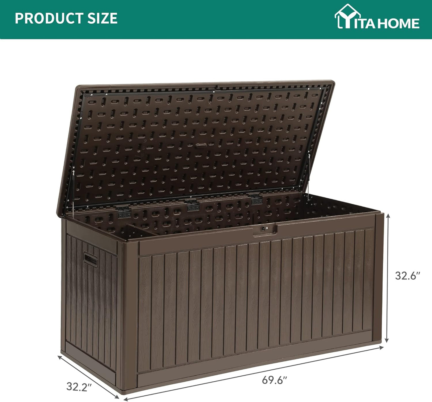 260 Gallon XXL Deck Box Outdoor Resin Lockable Water Resistant Storage Brown