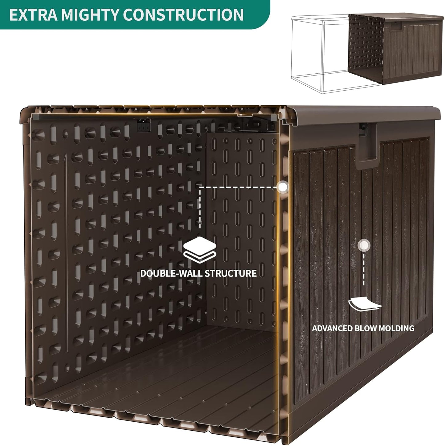 100 Gallon Resin Deck Box Weather Resistant Lockable Outdoor Storage Taupe