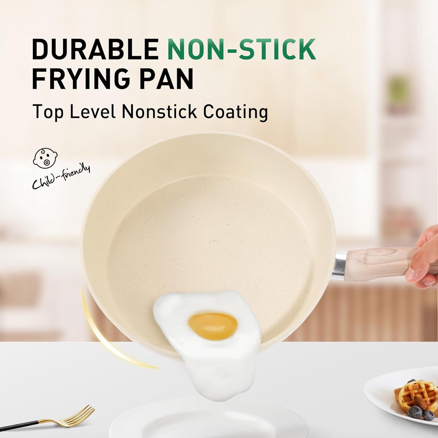 12 Piece Green Granite Nonstick Pots and Pans Set Induction Compatible Cookware
