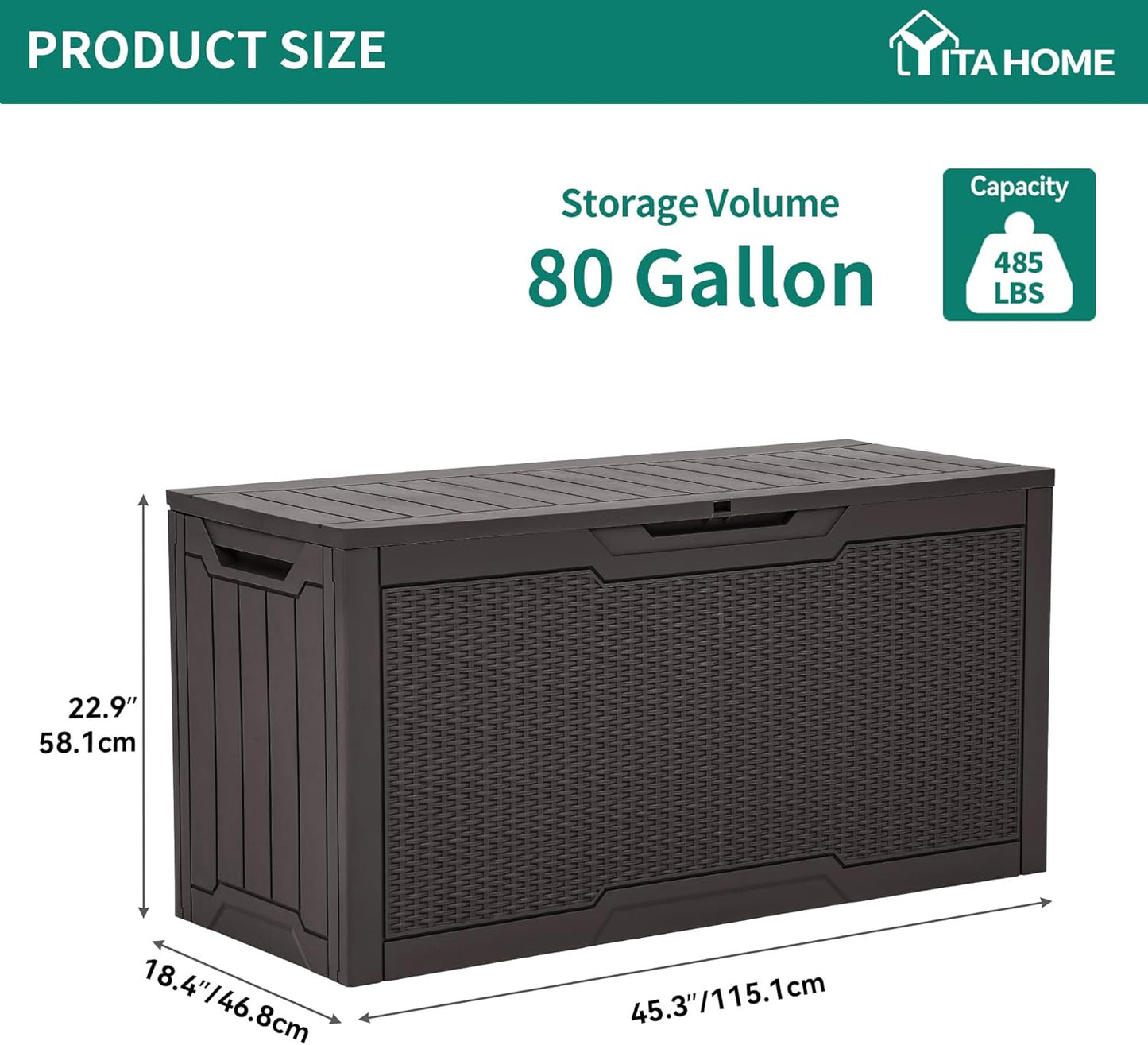 260 Gallon XXL Deck Box Outdoor Resin Lockable Water Resistant Storage Brown