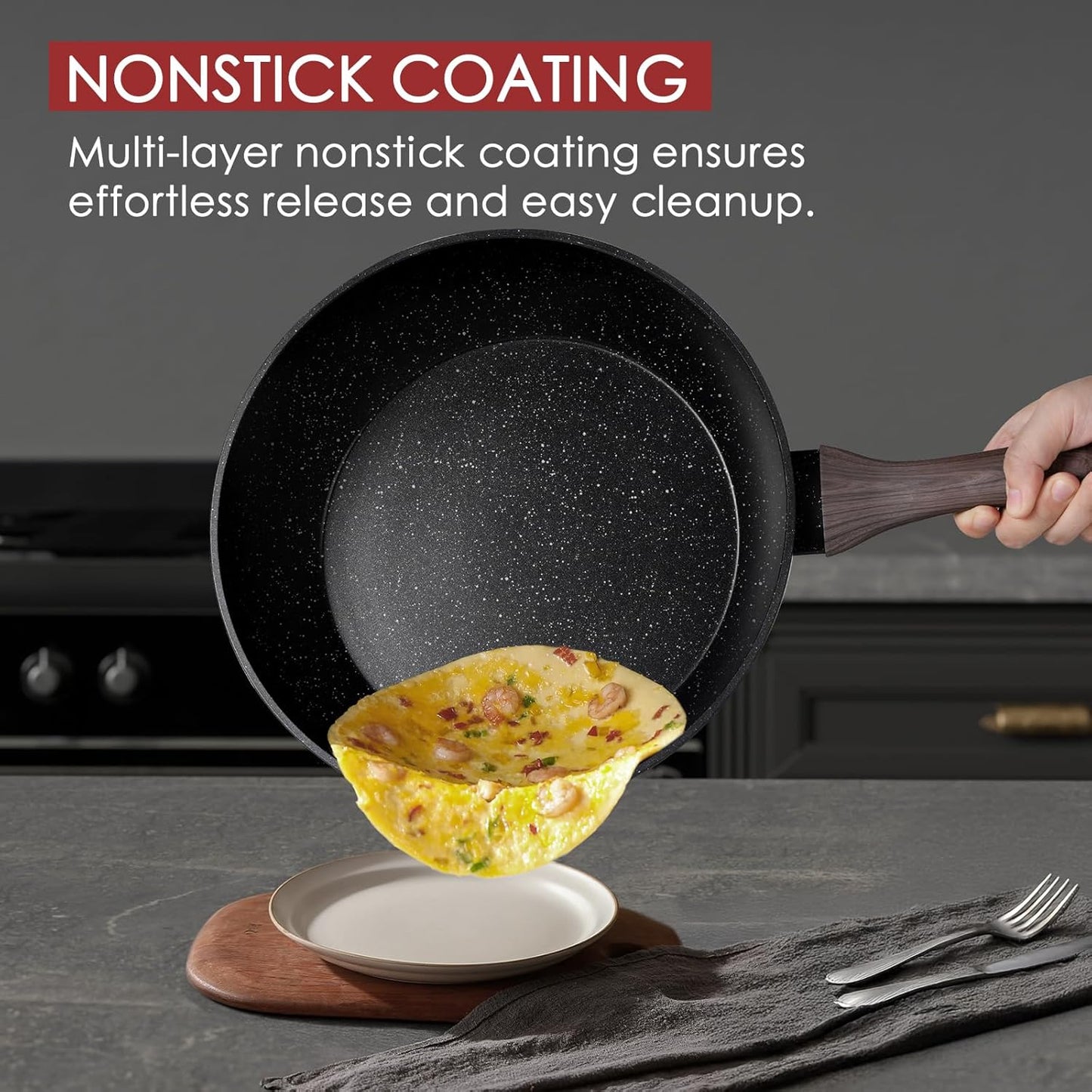 31 Piece Non Stick Pots and Pans Cookware Set with Grill Pan Saucepan and Utensils