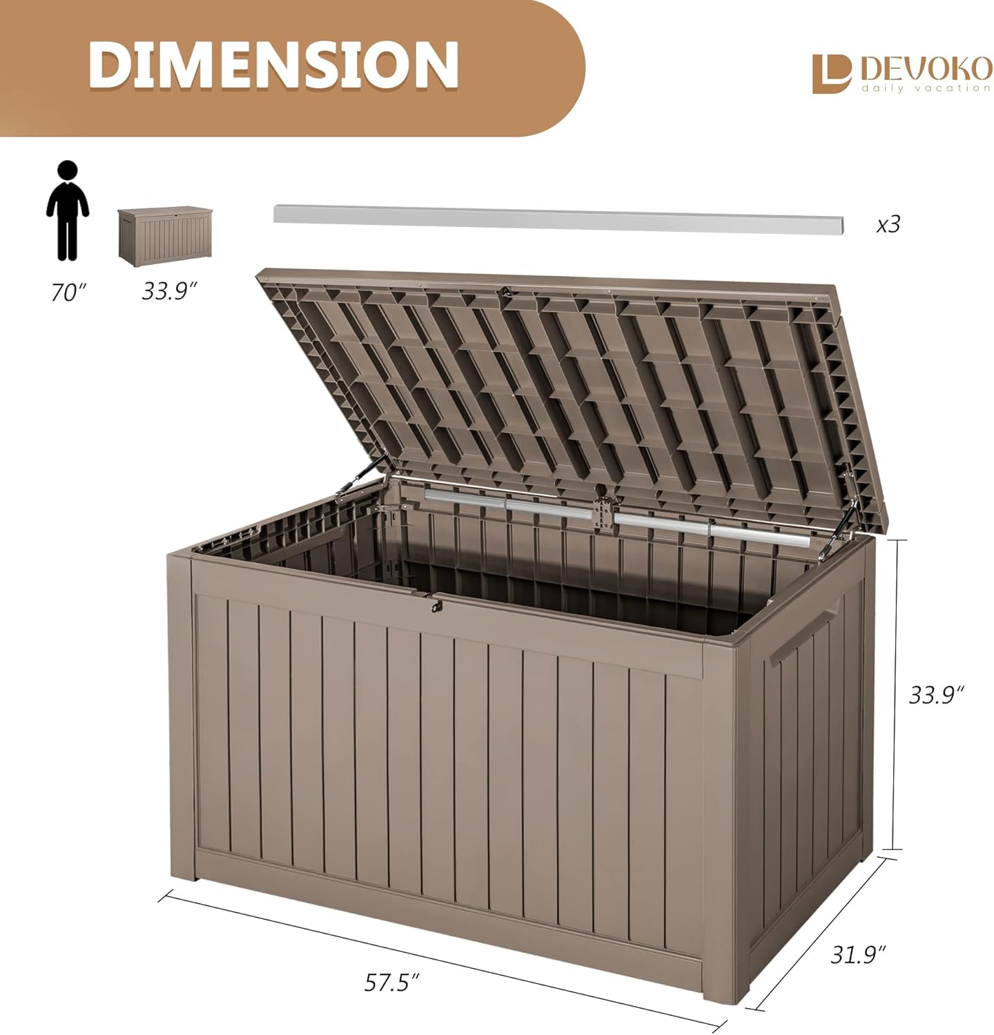 100 Gallon Large Resin Deck Box Waterproof Lockable Outdoor Storage Black