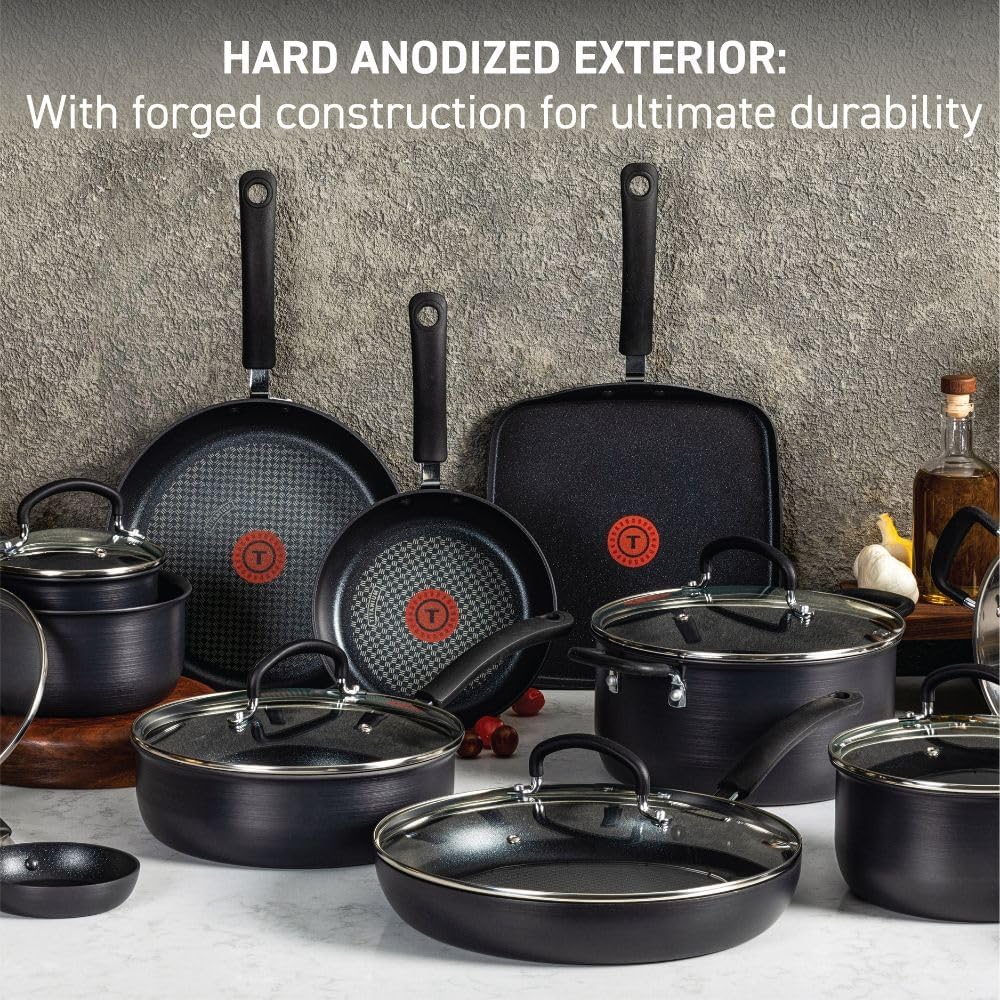 14 Piece Hard Anodized Nonstick Cookware Set Pots Pans Fry Pans and Dutch Oven