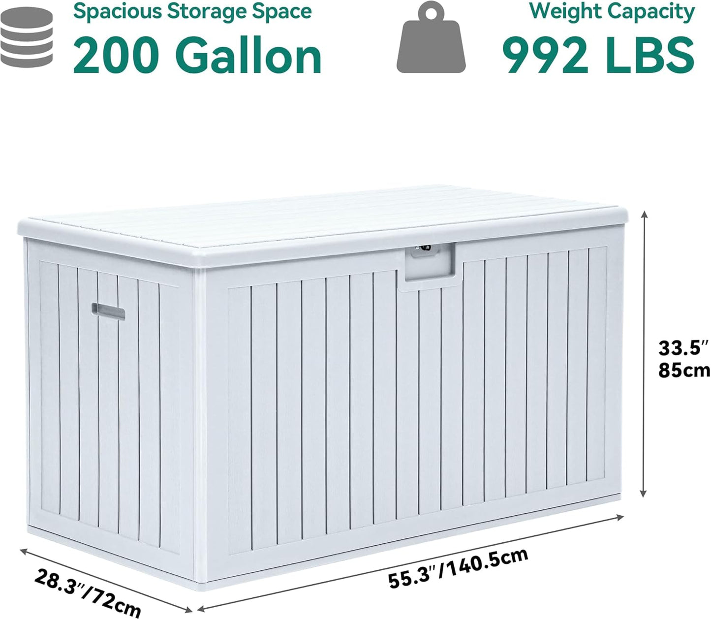 260 Gallon XXL Deck Box Outdoor Resin Lockable Water Resistant Storage Brown