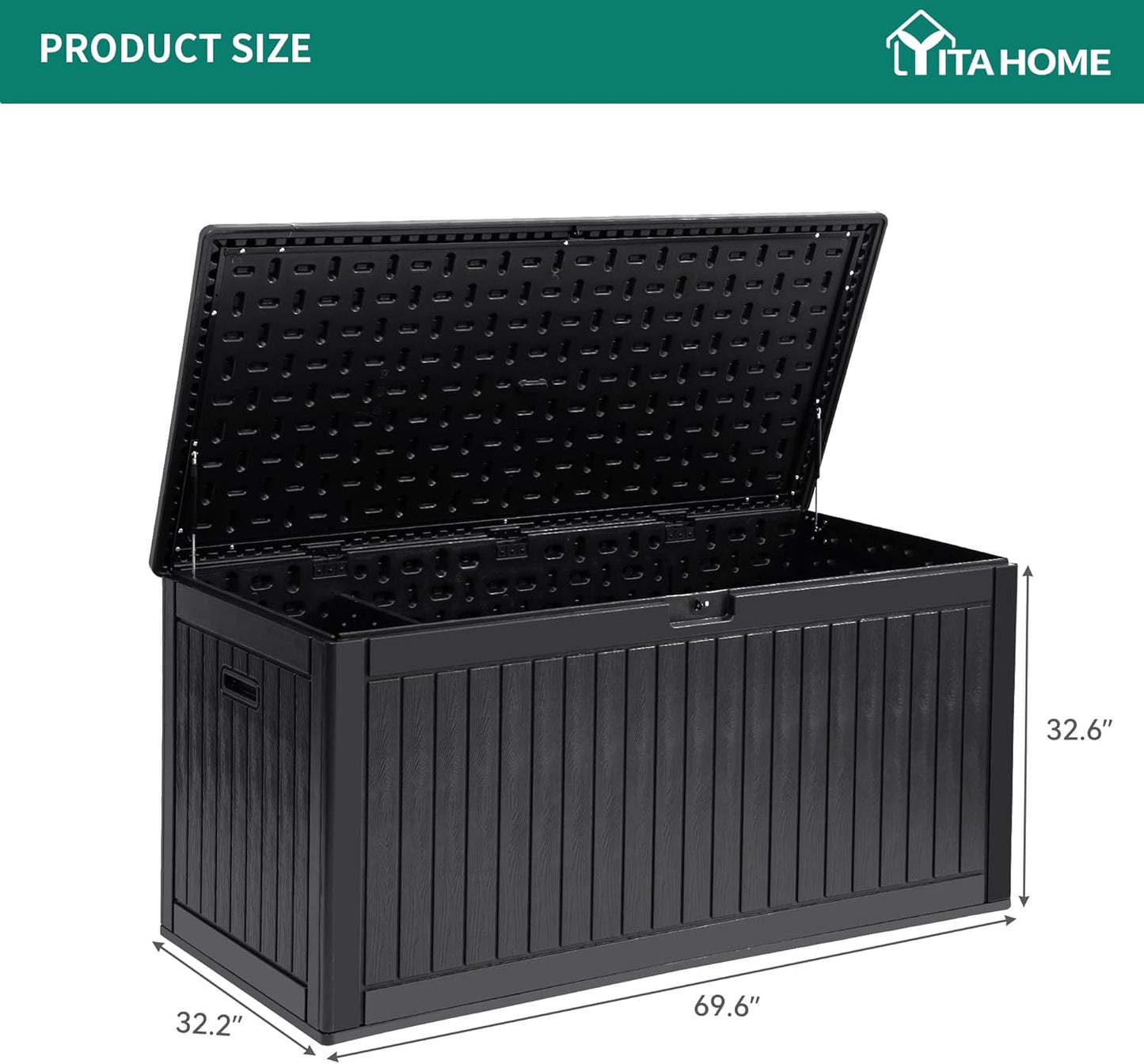 260 Gallon XXL Deck Box Outdoor Resin Lockable Water Resistant Storage Brown