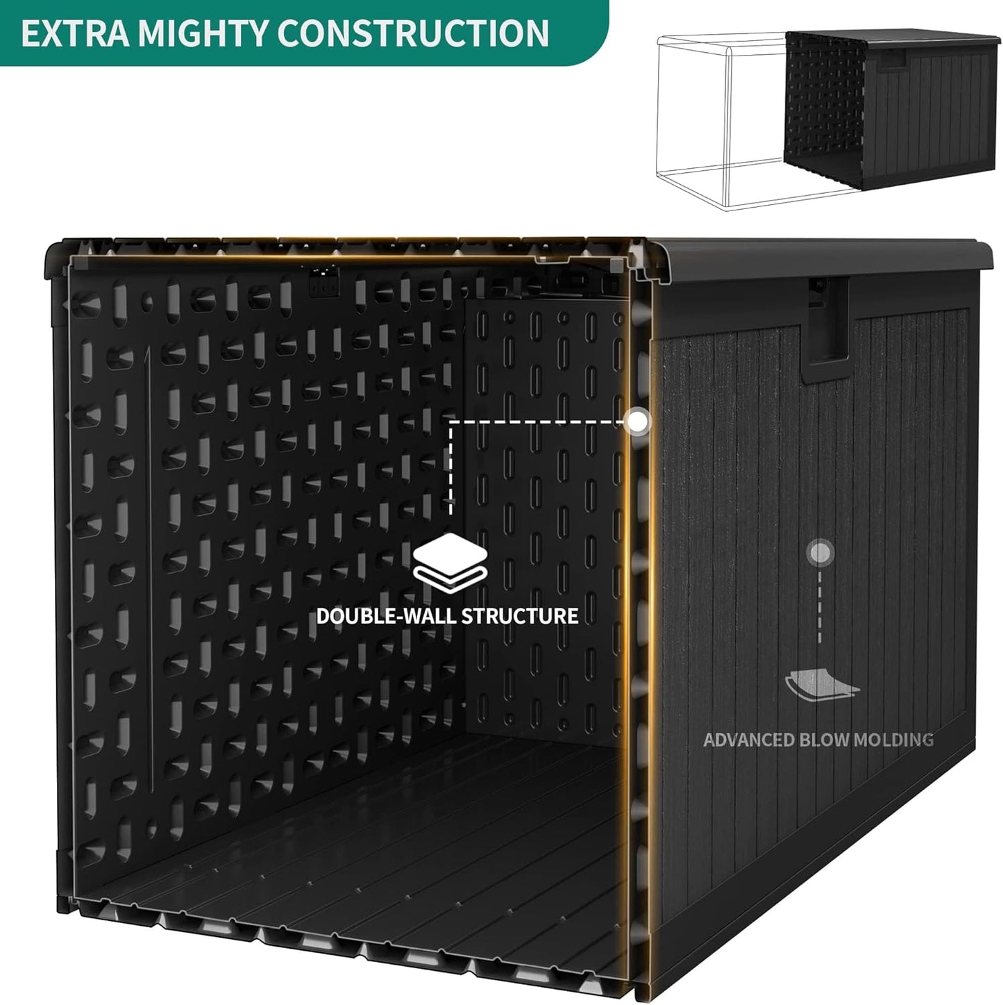 100 Gallon Resin Deck Box Weather Resistant Lockable Outdoor Storage Taupe