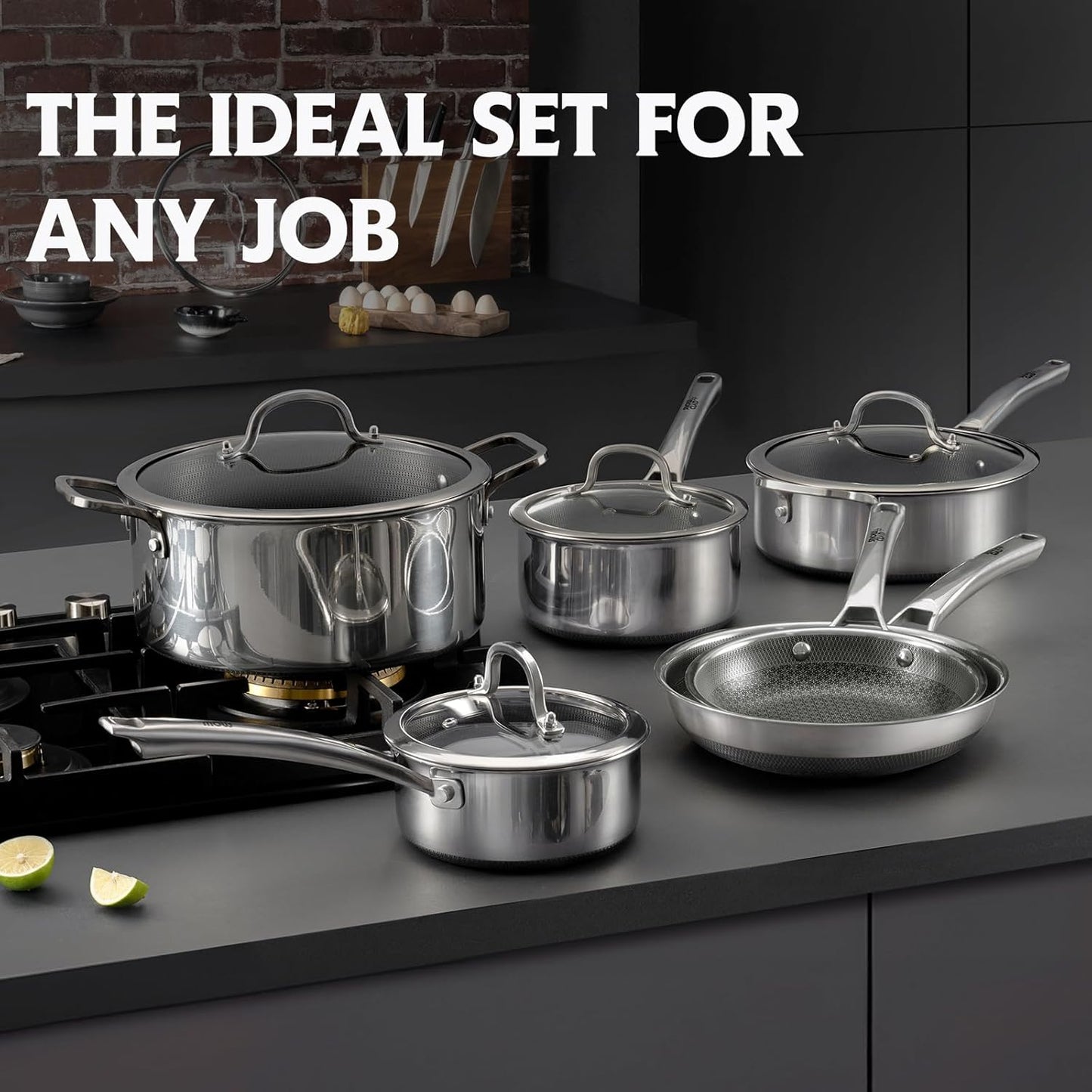 14 Piece Non Stick Pots and Pans Set Stainless Steel Cookware PFOA Free Induction