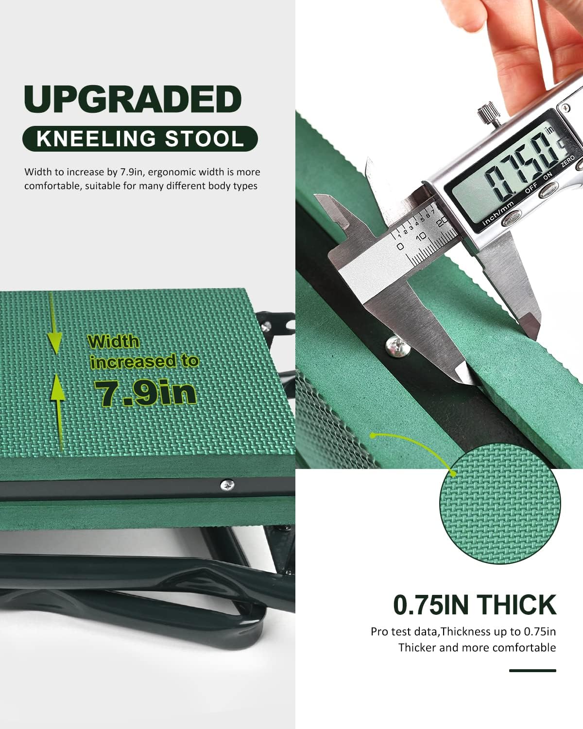 Upgraded Foldable Garden Kneeler and Seat with Soft Pad and Tool Pouches