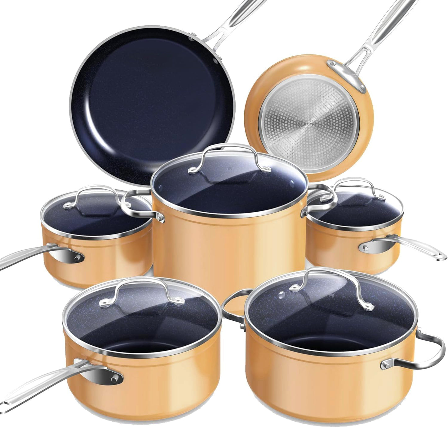 Duralon Blue Ceramic Nonstick Cookware Set Diamond Infused PFAS Free