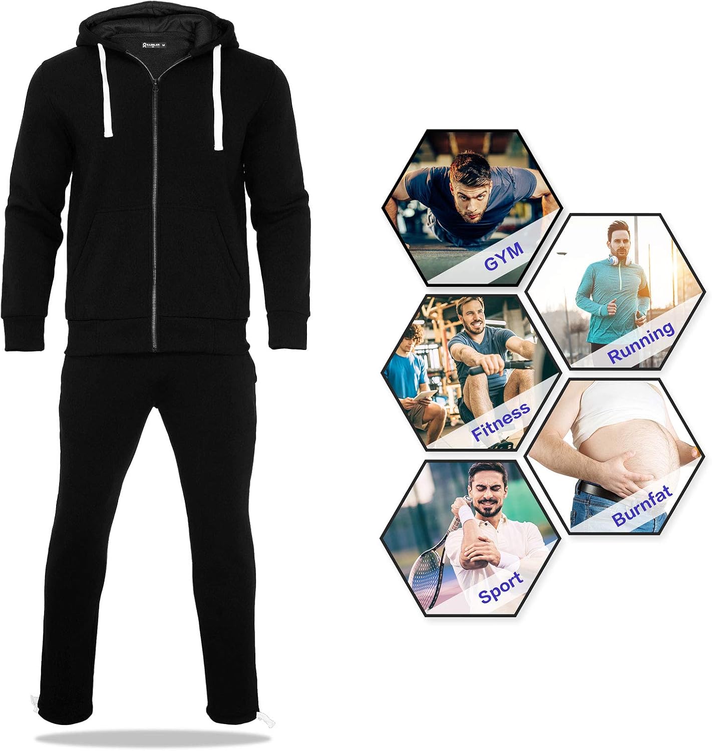2 Piece Casual Sweat Jogging Suit Set Athletic Full Zip Hoodies