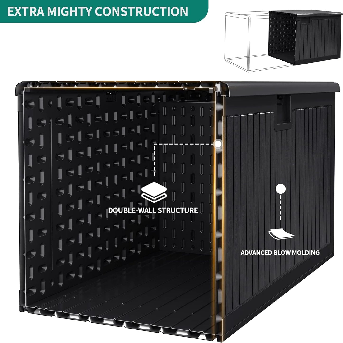 260 Gallon XXL Deck Box Outdoor Resin Lockable Water Resistant Storage Brown