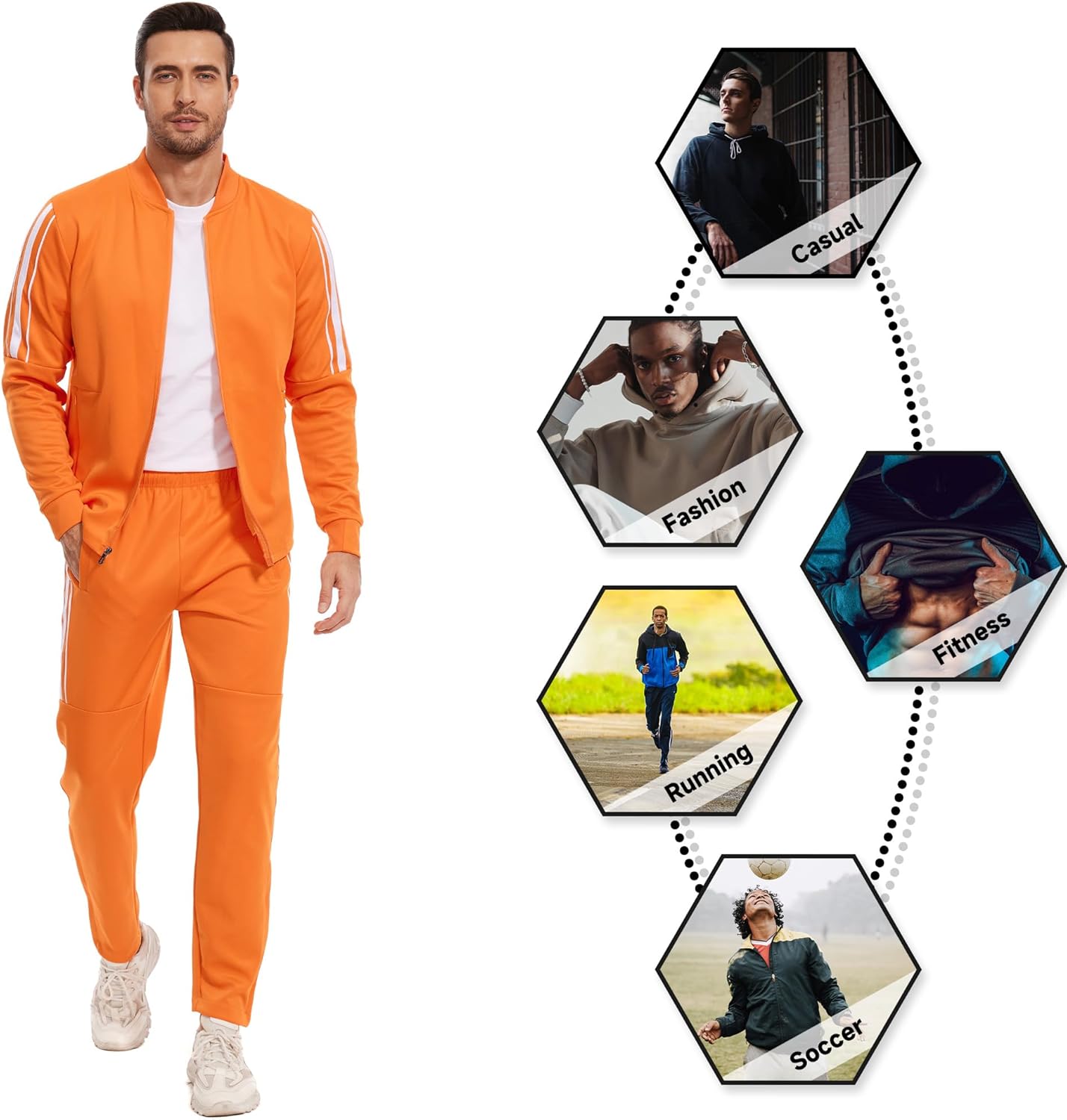 2 Piece Casual Sweat Jogging Suit Set Athletic Full Zip Hoodies