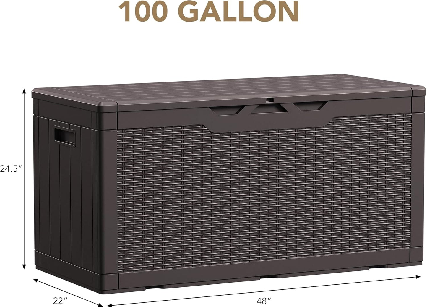 100 Gallon Large Resin Deck Box Waterproof Lockable Outdoor Storage Black